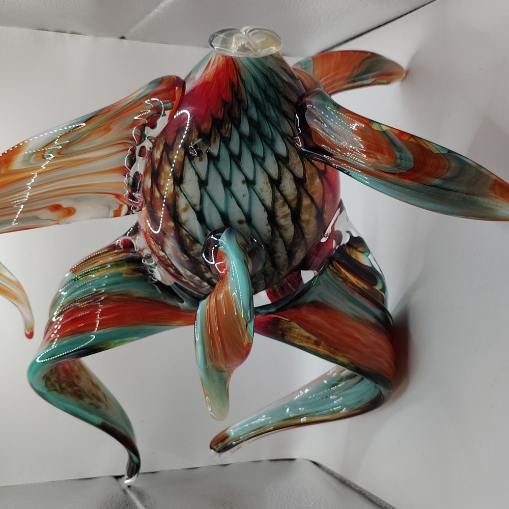 Hudson Glass Company Gorgeous Large Angel Fish Blown Glass Sculpture 14"L x 12"H - Picture 4 of 9
